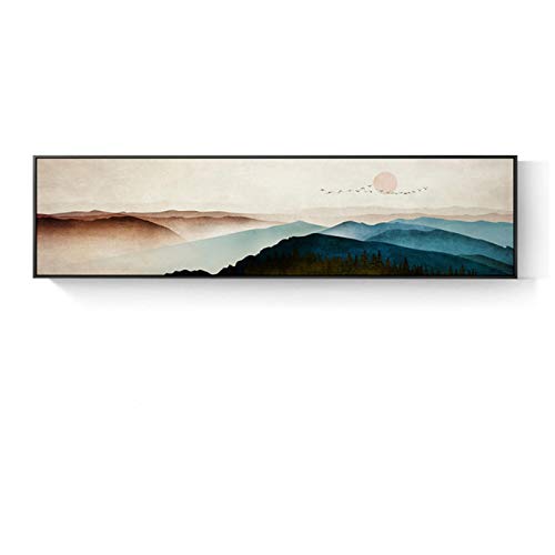 Willion Chinesische Stil Berge Moderne Leinwand Gemälde Poster und Drucke Wandkunst Bild Raumdekoration 50x150cm / 19,7"x59 Kein Rahmen