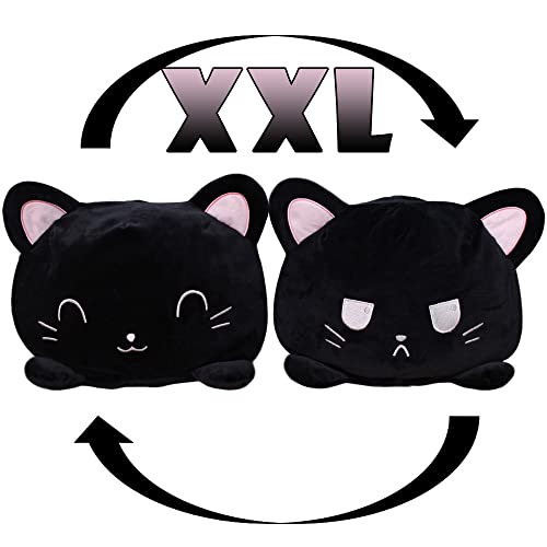 KUNSTIFY XXL Katze Kuscheltier Plüschtier für Mädchen Jungen Frauen Kinder um Laune auszudrücken Geschenk für Freundin (XXL Katze Schwarz)