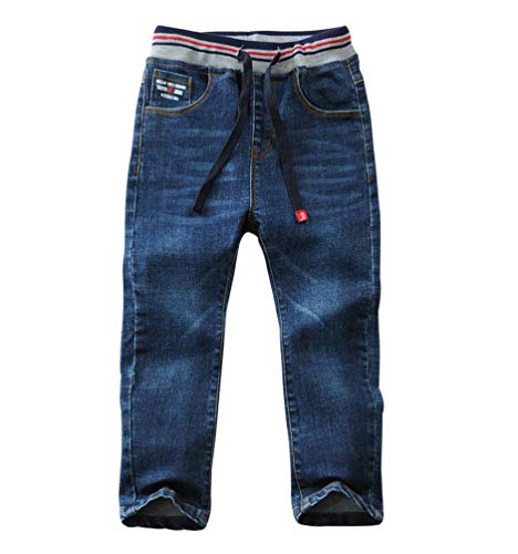 LAUSONS Jungen Jeanshosen Slim Fit Kinder Stretch Denim Jeans mit Gummizug Blau 2 Größe 140