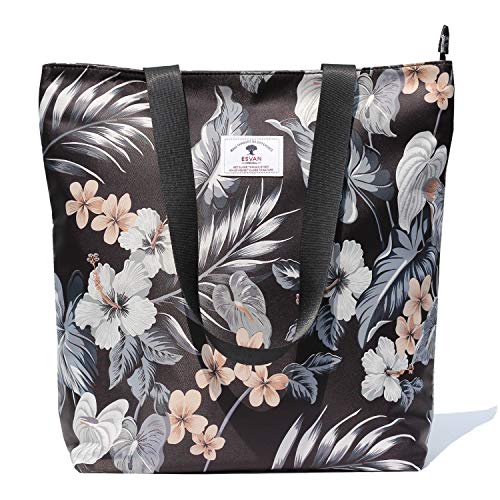 ESVAN Original Floral Tote Bag Schultertasche für Gym Wandern Picknick Reisen Strand, [B] Blumenblatt, Einheitsgröße, Lässig, einzigartig