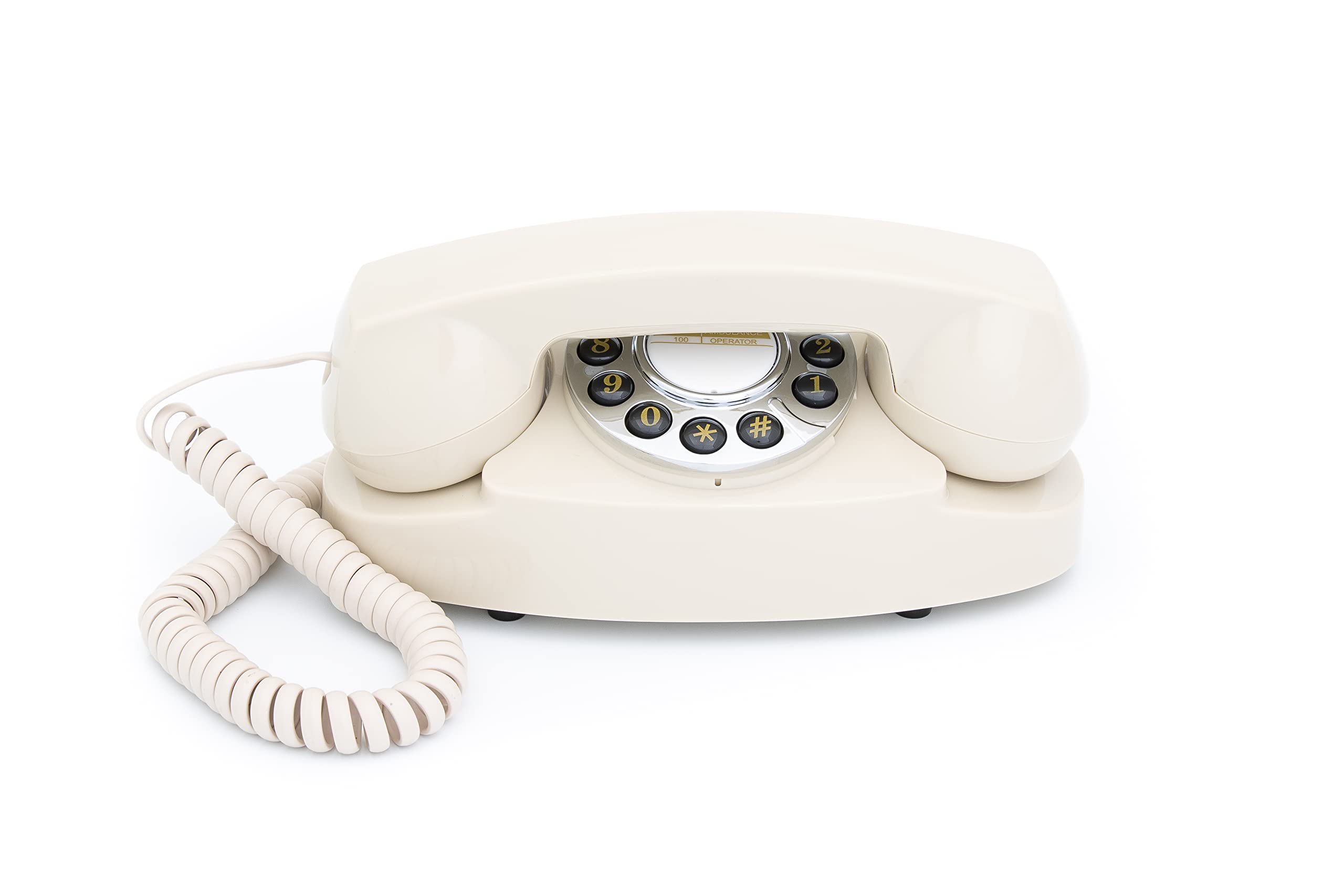 ProTelX Audrey Retro Telefon mit Tasten, 1950er-Jahre-Design Elfenbeinfarben