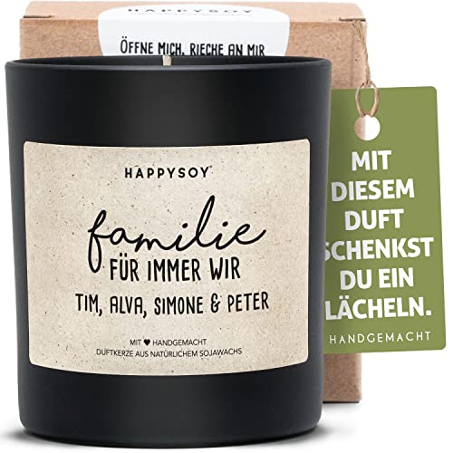 Personalisierte Familien-Duftkerze - Zeichen der Wertschätzung - liebevolles Geschenk - für Eltern, Geschwister, Großeltern - individuelles Geschenk der Zusammengehörigkeit