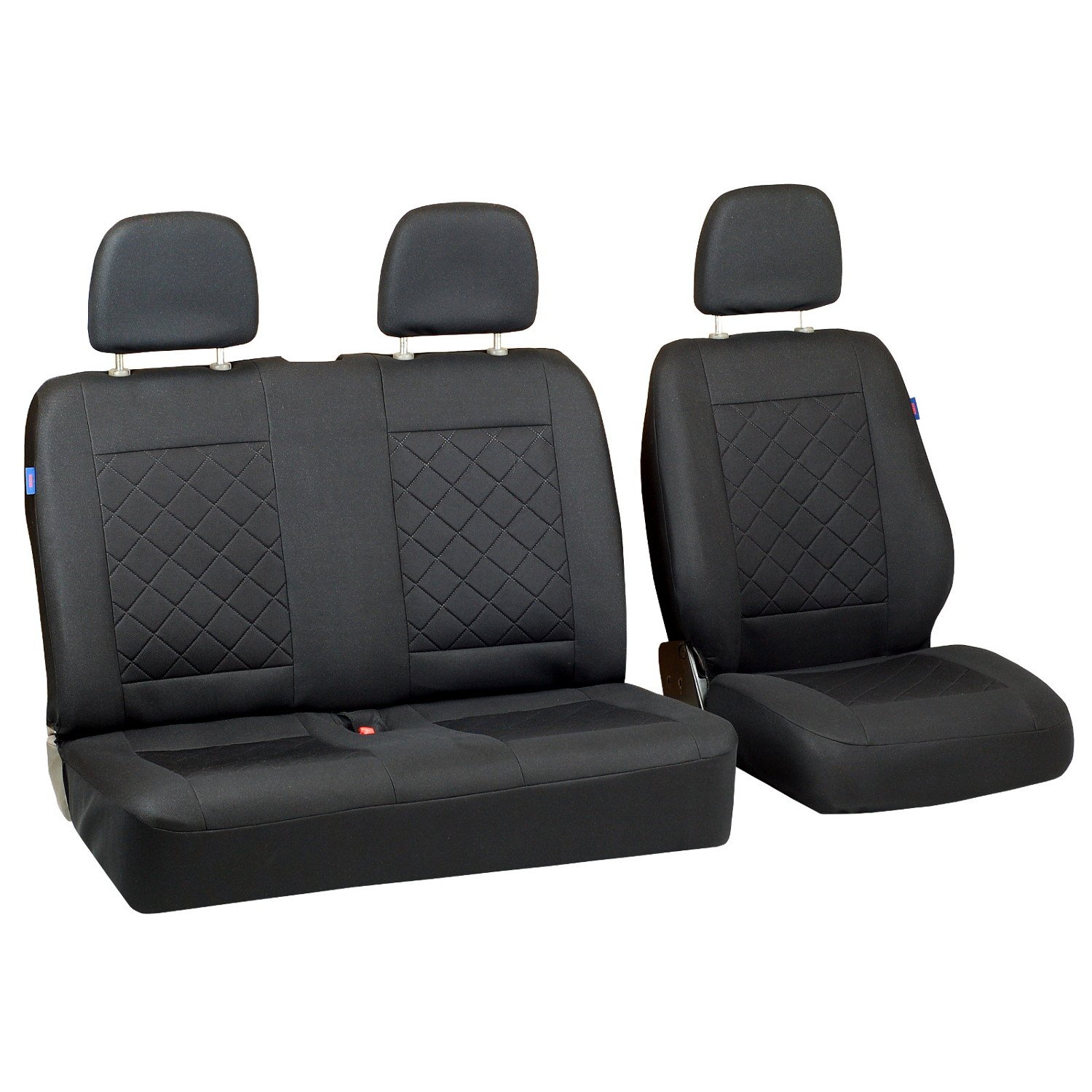 Interstar Sitzbezüge - Set 1+2 - Farbe Premium Schwarz gepresstes Karomuster