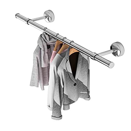 MYAOU Kleiderstange Edelstahl Wandmontage Heavy Duty Kleiderstange Decke Kleiderstange Kleiderstangen für Balkon Badezimmer (Komplettset)