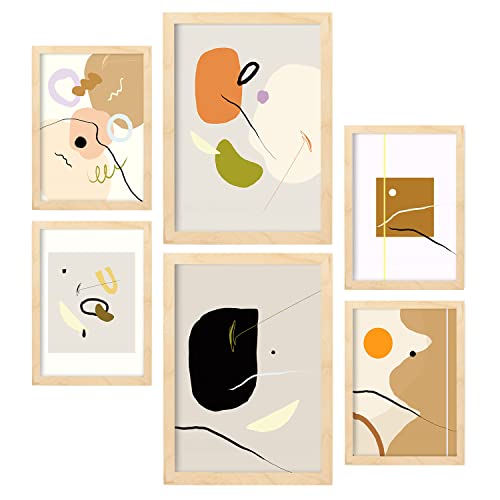 Nacnic-Set von 6 Minimalismus Poster. Sammlung von Plakate mit Collage Ästhetik für Innendekoration. Größen A3 und A4. Rahmenlos