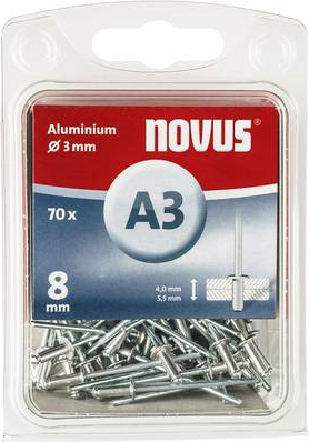 Novus 016046 Blindniete (Ø x L) 3 mm x 8 mm Aluminium Aluminium 70 St. (016046)