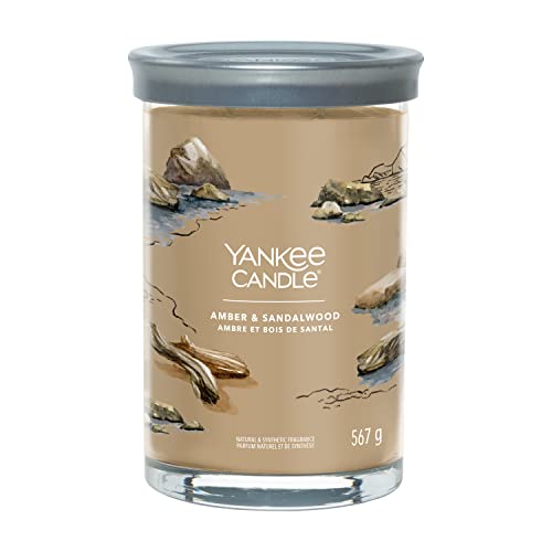 Yankee Candle Signature Duftkerze | große Tumbler-Kerze mit langer Brenndauer „Amber & Sandalwood“ | Soja-Wachs-Mix | Perfekte Geschenke für Frauen