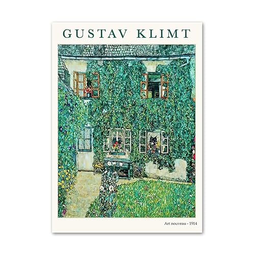 ZENCIX Gustav Klimt Klassische Poster Grüne Landschaft Wandkunst Abstrakte Leinwandmalerei Gustav Klimt Drucke für Wohnkultur Bilder 40x60cmx1 Kein Rahmen