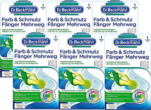 Dr. Beckmann Farb & Schmutzfänger Eco Mehrwegtuch, 6er Pack (6x 1 Stück) | langanhaltender Farbschutz für bis zu 30 Wäschen