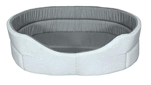 Aime Korb oval grau für Katzen/kleine Hunde T50 Schlafkorb Komfort modernes Design Wattiert Mandala grau Größe S 50 x 35 x 15 cm