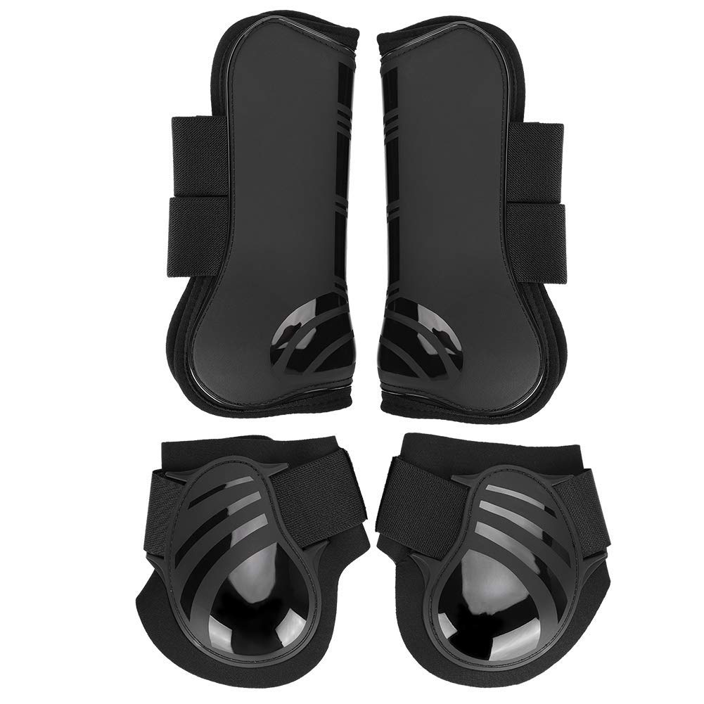 Xndz Pferdestiefel, Pferdegamaschen und Streichkappen, Neopren-Material, 2 Paar, stark und langlebig, um Stöße zu verhindern (Schwarz, M)