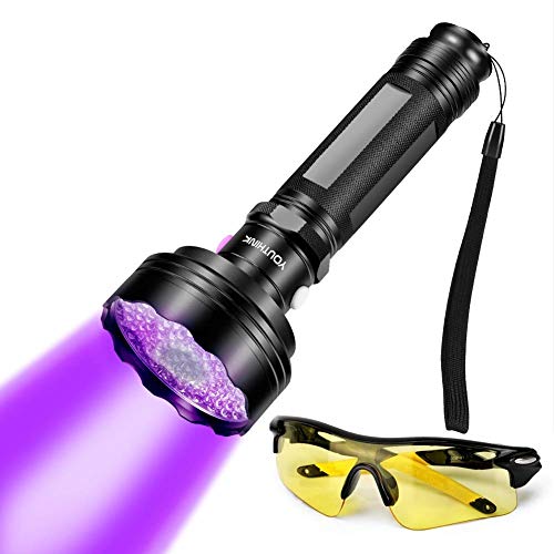 Oumefar 2 in 1 Leistungsstarker Taschenlampen-Taschenlampen-Taschenlampen-Handdetektor mit UV-Sonnenbrillen-Brillen-Detektor-Tool für Urinflecken bei Haustieren