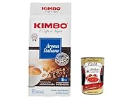 8x Kimbo aroma italiano Kaffee gemahlen Italienisch Espresso, mit mittlerer Chiara-Braten, Definitives Aroma und scharfe Notizen, 8/13 Intensität 250g + Italian Gourmet polpa 400g