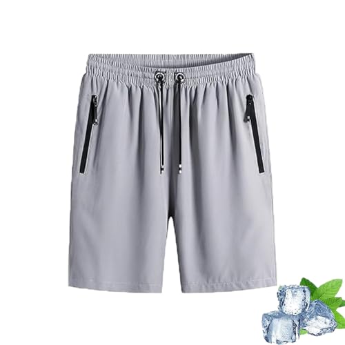 AHYXHY Puliam - Men's Ice Silk Stretch Quick-Dry Shorts, Puliam Shorts, Men’S Ice Silk Casual Shorts (Grey,L)