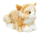 Uni-Toys - Katze mit Stimme (braun-weiß), liegend - 20 cm (Länge) - Plüsch-Kätzchen - Plüschtier, Kuscheltier