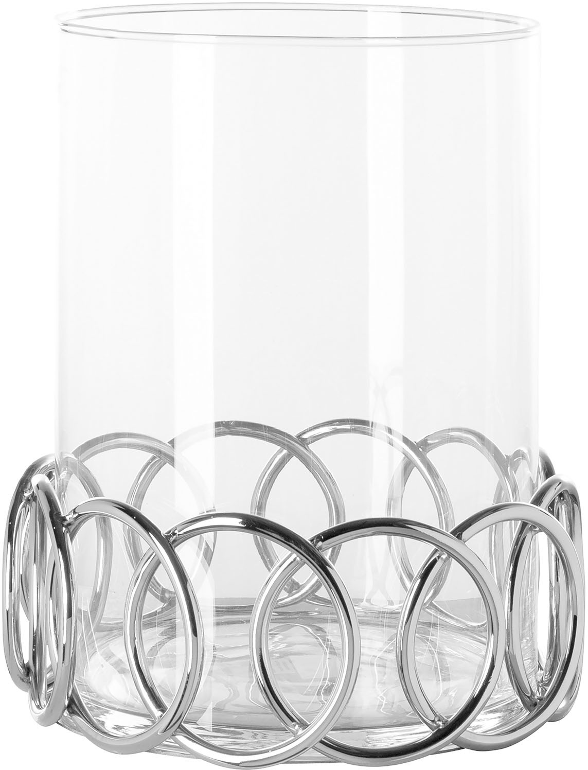 Fink Windlicht "JUWEL", (1 St.), Kerzenhalter aus Edelstahl mit Glaseinsatz, Höhe ca. 28,50 cm