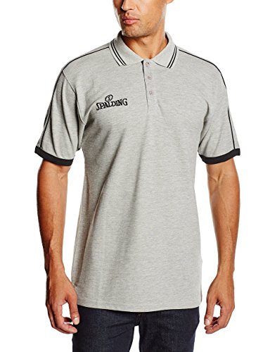 Spalding Herren Polo Shirt Poloshirt, grau-Melange/Schwarz, 3XL