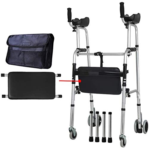 Kissen-Standard-Gehrahmen 4-Rad-Rollen mit Rädern und Tasche – zusammenklappbarer Rollator für Senioren