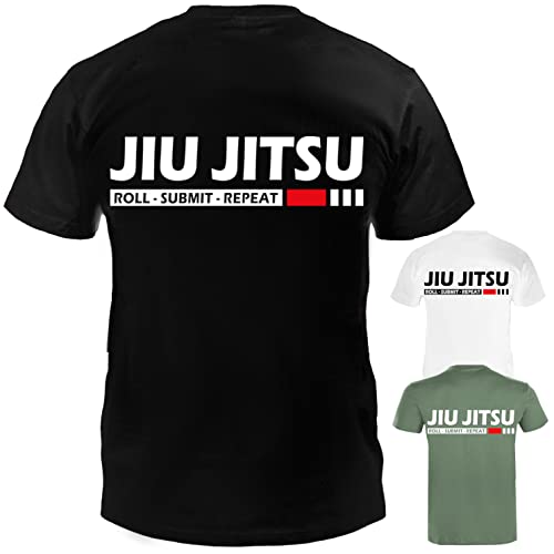 Dynamix Athletics T-Shirt Jiu Jitsu Submit Schwarz - BJJ Grappling Kampfsport Shirt für Herren (L)