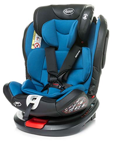 4BABY Roto-Fix Kindersitz 360° Autokindersitz 0-36 kg 0-12 Jahre mit ISOFIX ECE R45 Blue