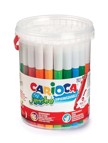 CARIOCA Jumbo | Waschbare Maxi Filzstifte für Kinder, 50 Stück in verschiedenen Farben