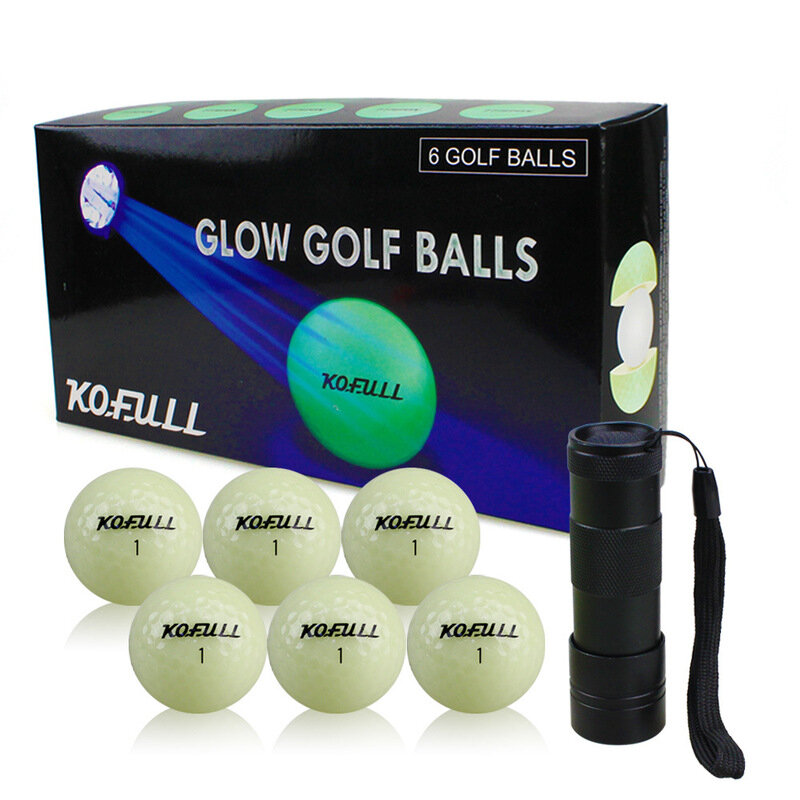 6 Stück leuchtende Golfbälle, die lange Nachtgolfbälle mit Mini LED Taschenlampe Team Sport halten