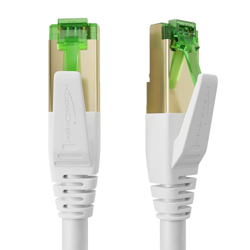 KabelDirekt – Cat 7 Netzwerkkabel mit Dreifach-Schirmung – 30 m – 10 Gigabit Lan Kabel & Ethernet Kabel (Patchkabel geeignet für Highspeed Netzwerke, Gaming, Switch, Router, PC & Modem, RJ45, weiß)
