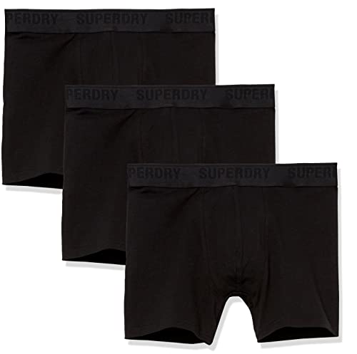 Superdry Mens Multi Triple Pack Boxer Shorts, Black, Small