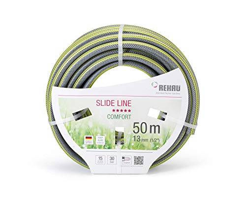 REHAU Gartenschlauch Slide LINE, sehr gleitfähig damit schmutzabweisend + Abriebfest, umweltfreundlich + schadstoffrei, 13mm (1/2") 50m