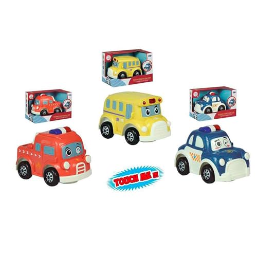 JUGATOYS Kinderauto, Polizei, Feuerwehrmann und Bus mit Geräuschen, 3 Mod, Sdos 22 x 11 x 14 cm, kein Spielzeug, Mehrfarbig (8436585222964)