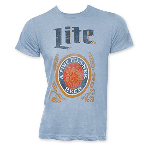 Miller Lite Classic Logo Men's Light Blue T-Shirt - Medium