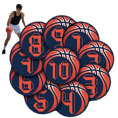 Dankek Basketball-Spot-Marker, nummerierte Spot-Marker | Bunte rutschfeste Flache Punktmarkierungen | Sporttrainingsmarker, Flache Zahlenpunkte, Markierungsfeld für Unterricht und Training