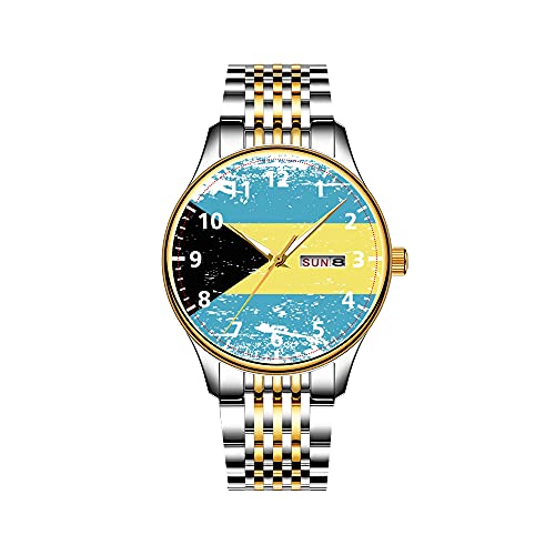 Uhren Herrenmode Japanische Quarz Datum Edelstahl Armband Gold Uhr Grunge Armenien Flagge Uhr