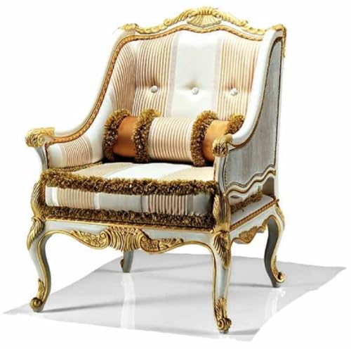 Casa Padrino Luxus Barock Sessel Elfenbein/Gold - Made in Italy