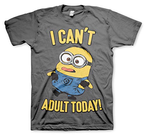 MINIONS Offizielles Lizenzprodukt I Can't Adult Today Herren T-Shirt (Dark Grau), XXL