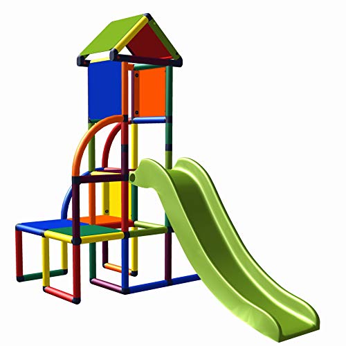 move and stic Toni Spielturm / Spielhaus Kletterturm mit Rutsche für Kleinkinder für Kinderzimmer oder Spielzimmer genauso geeignet wie im Garten