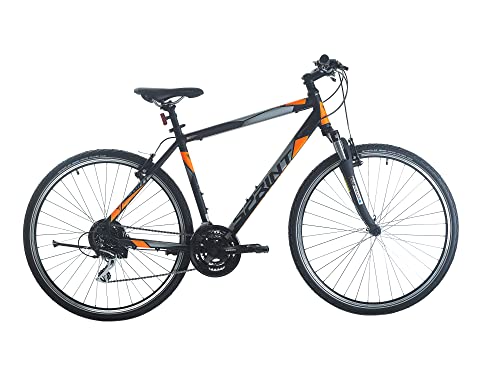 Sprint SINTERO 28 Zoll Trekking Fahrrad, ALU Rahmen, Shimano Acera 24 Gang (Schwarz Orange, 560 mm)