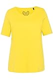 Ulla Popken Damen große Größen Übergrößen Plus Size Shirt, doppellagig, Slim, Rundhals, Halbarm gelb 46+ 810528610-46+