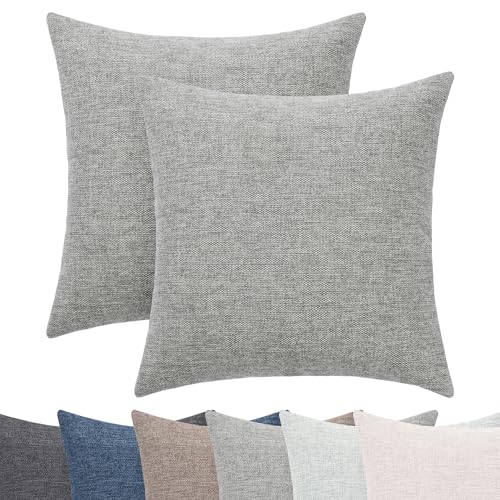 Selfitex 2er Set Couchkissen 50x50 cm, Sofakissen mit Füllung und Bezug, kuschelweiches Lesekissen, dekoratives Fernsehkissen, Deko- und Kopfkissen, Rückenkissen mit modernem Design (Grau)