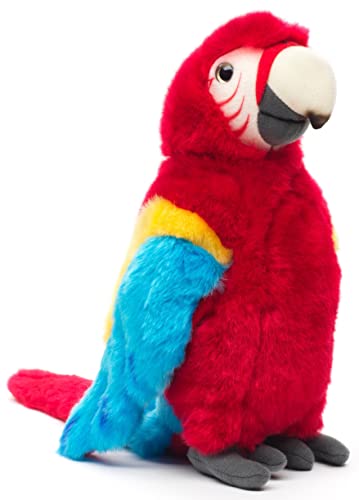 Uni-Toys - Papagei, rot oder blau - 28 cm (Höhe) - Plüsch-Vogel - Plüschtier, Kuscheltier (Rot)