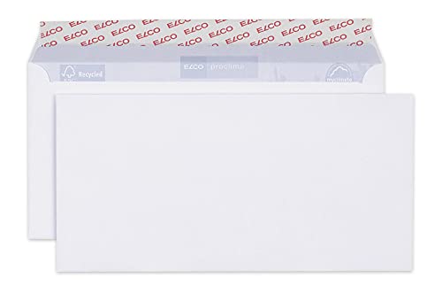 Elco 38786 Proclima Box mit Deckel und 500 Briefumschläge/Versandtasche, Haftklebeverschluss , C5/6 DL, 100g, weiss recycl., Fenster: nein