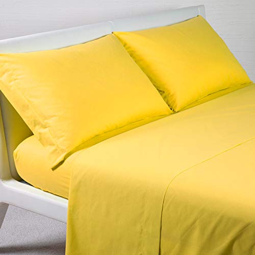 Caleffi Baumwolle, einfarbig, Bettwäsche, Sonnengelb, für französisches Bett