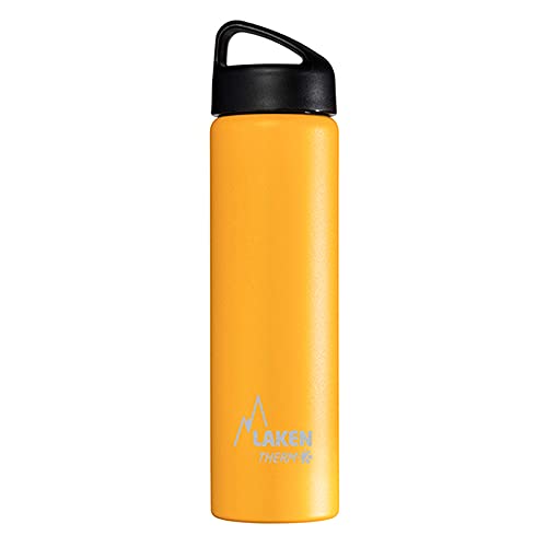 Laken Unisex - Erwachsene Classic Thermo 0,75 Liter, BPA frei, wiederverwendbar, recyelbar (breite Öffnung) Lakenflasche 0,75 l, gelb, 0.75