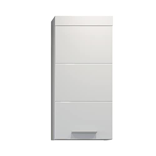 trendteam smart living Badezimmer Hängeschrank Wandschrank Devon, 35 x 75 x 16 cm Weiß Hochglanz, Weiß mit viel Stauraum