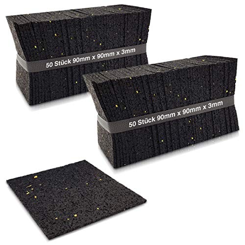100 Stück - 3 mm 90 x 90 mm Terrassenpad, Terrassenpads, Gummigranulat, Terrassenbau (7er Pack (700 Stück))