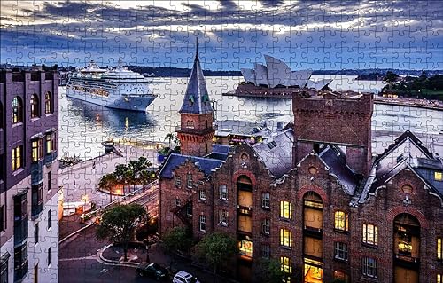 GUOHLOZ 1000 Teile Landschaften Puzzle, Planke Puzzle - Familienpuzzle Verringerter Druck Schwieriges Puzzle Unmögliche Puzzle für Erwachsene 6+ Stadt, Sydney, 75x50cm