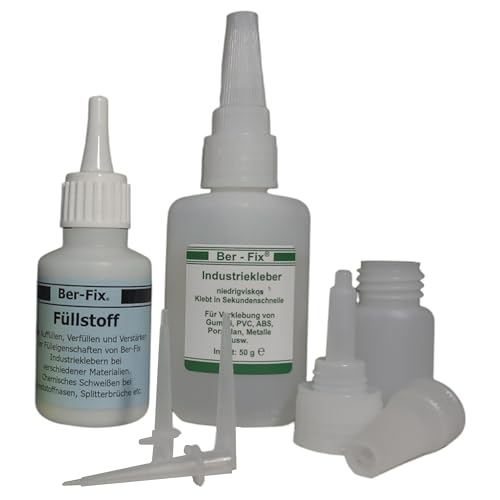 Ber-Fix Füllstoff Set L Schweißnaht Kleber aus Berlin aus 50g Industriekleber und 60g Granulat 2k Kleber extra stark Metall Kunststoff PVC ABS PLA