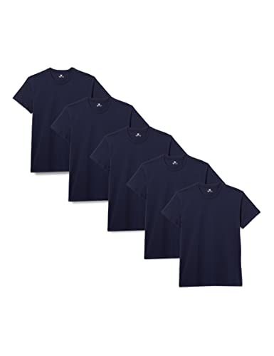 Lower East Herren T-Shirt mit Rundhalsausschnitt, 5er Pack, Blau(Dunkelblau), Small