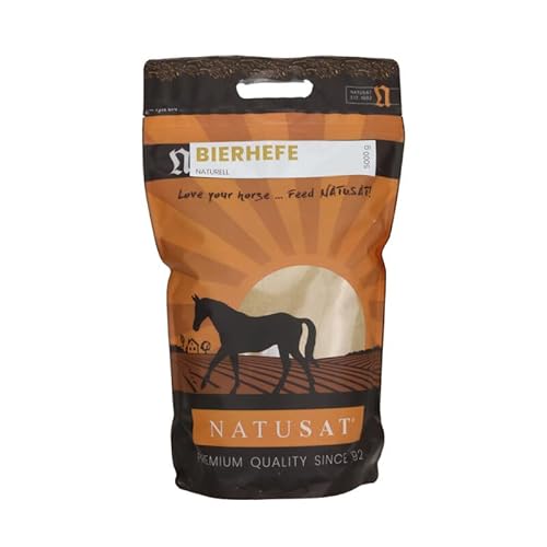 Natusat Bierhefe Naturell Pulver 5 kg - reines Naturprodukt ohne Zusätze für Pferde und Hunde, Ergänzungsfutter für glänzendes Fell und kräftige Haut - reich an B-Vitaminen
