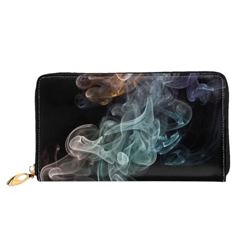 YoupO Psychedelic Smoke Geldbörse für Frauen Leder Geldbörse mit Reißverschluss Münztaschen Mode Handtasche Tasche, Schwarz , Einheitsgröße